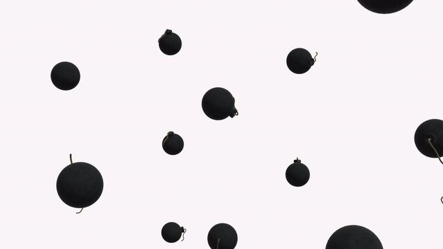 Bombs background. Falling explosive bombs over alpha channel. Rain of bombs across the screen.