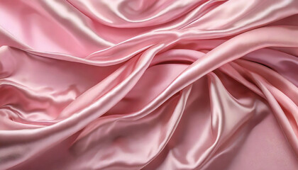 Romantic Pink Silk Elegance with Smooth Texture and Luxurious Drapery Pattern on a Shiny Background
