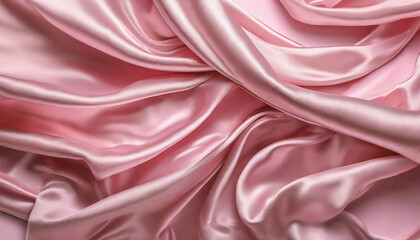 Romantic Pink Silk Elegance with Smooth Texture and Luxurious Drapery Pattern on a Shiny Background