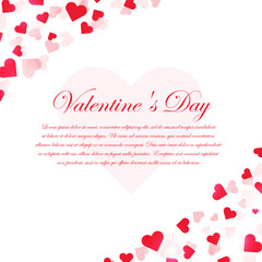 Greeting card of Valentine day with dandelion flower and hearts. February 14 holiday of love. Congratulation with Love. Vector illustration for postcards, banners, backgrounds and wallpapers.