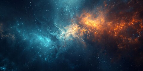 A vibrant and colorful space scene with a mix of blue, orange, and white hues Generative AI - obrazy, fototapety, plakaty