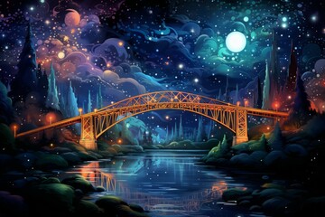 Whimsical starlight bridges in Fantasy - Generative AI