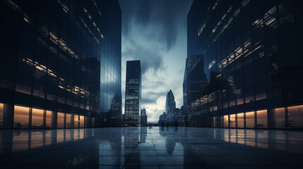 Abstract business and finance background. Modern urban business district