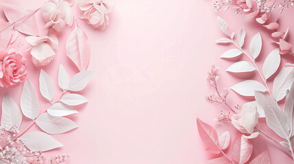  Blush Pink and White floral banner background
