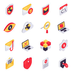 Set of Security and Protection Isometric Icons

