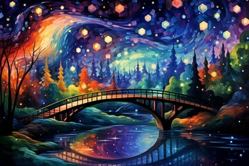 Whimsical starlight bridges in Fantasy - Generative AI