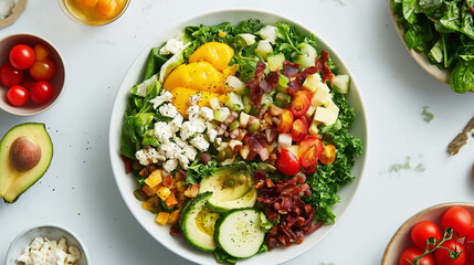 Colorful Kale Salad Bowl with Fresh Veggies