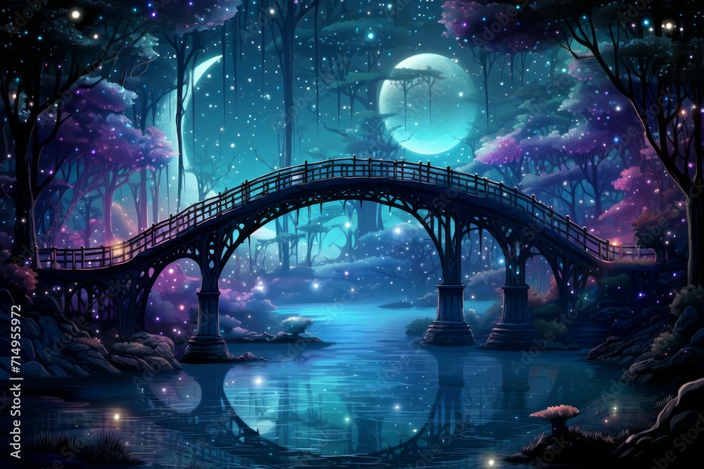 Canvas Prints Whimsical starlight bridges in Fantasy - Generative AI