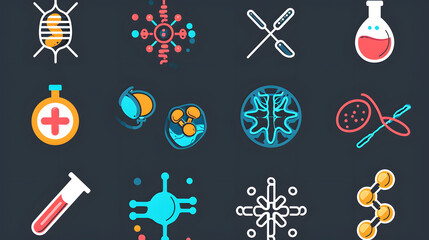 Biology science icons - obrazy, fototapety, plakaty