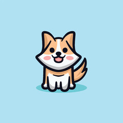 Cute Shiba Dog Cartoon Mascot Animal Vector Logo Design illustration