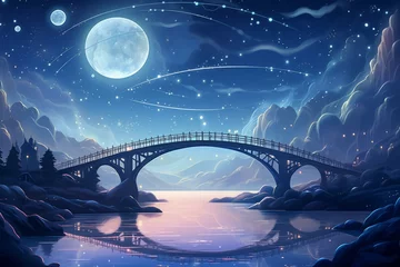 Poster Whimsical starlight bridges in Fantasy - Generative AI © Sidewaypics