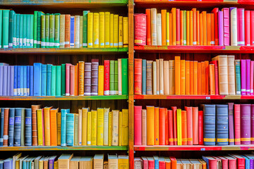 Library interior with vibrant colors, National Library Day, April, Culture and Religion concept, generative ai