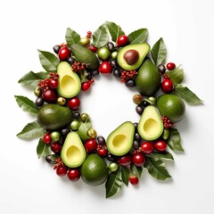 A Christmas reef make of avocados. White background