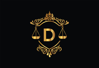 Low firm logo with latter D vector template, Justice logo, Equality, judgement logo vector illustration