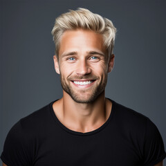 Fototapeta premium Portrait of a man in a studio with a white background. Business advertisement. 