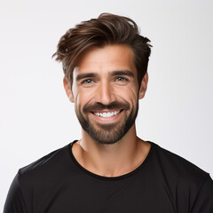 Fototapeta premium Portrait of a man in a studio with a white background. Business advertisement. 