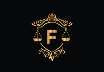 Low firm logo with latter F vector template, Justice logo, Equality, judgement logo vector illustration