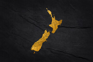 Golden New Zealand Map - World map International vector template with 3D, gold luxury style...