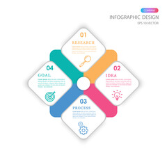 4 step vector infographic design template. Use for process diagrams, presentations, workflow layouts, banners, flow charts, data graphs.