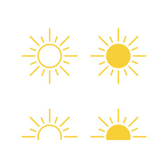  Sun icon set. Sunrise or sunset icon vector.