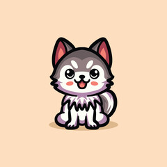 Cute Wolf Cartoon Mascot Animal Vector Logo Design illustration