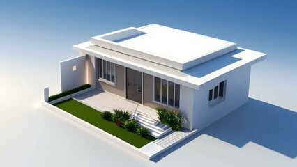 3d render of a modern house on white background, Concept for real estate or property