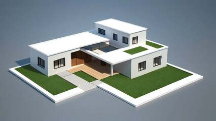 3d rendering of modern cozy house isolated on white background, Real estate concept.