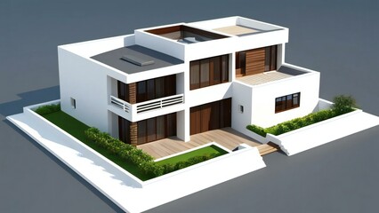 3d rendering modern house isolated on white background, Concept for real estate or property.