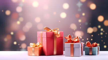 Gift background with copy space for Christmas gifts, holiday or birthday