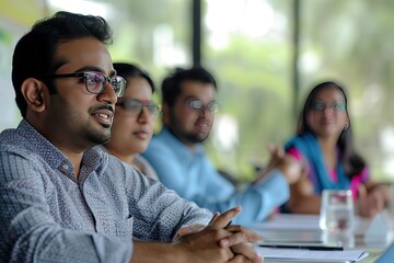 Obraz premium Indian Corporate Executive Leading Meeting