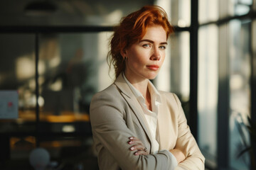 Woman With Red Hair Posing for Picture