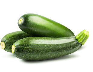 grüne Zucchini isoliert auf weißen Hintergrund, Freisteller