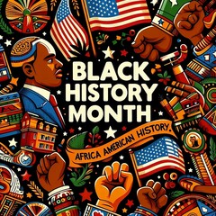 Black History Month. African American History. Celebrated annually. In February in United States and Canada. In October in Great Britain. Poster, card, banner, background. created with generative ai	