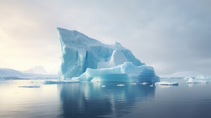antarctic, blue iceberg floating in the ocean. a block of ice in the water. a cold winter landscape.