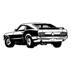 Fototapeta na wymiar Muscle car - US Car - Classic Car, Stencil, Silhouette, Vector Clip Art for tshirt and emblem