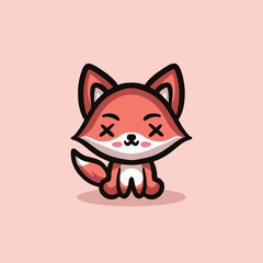 Cute Fox Cartoon Mascot Animal Vector Logo Design illustration