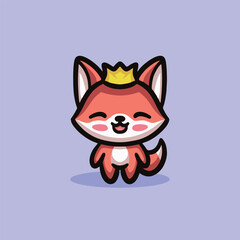 Cute Fox Cartoon Mascot Animal Vector Logo Design illustration