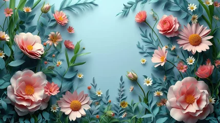 Poster many blooming flowers, floral background © Olexandr