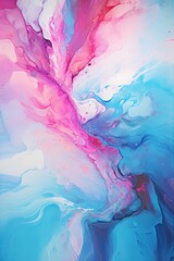 Fototapeta na wymiar A symphony of liquid turquoise and radiant pink, swirling and splashing against a cosmic canvas, creating a mesmerizing display of dynamic color and form.