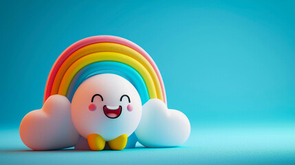 Cute 3d style rainbow character, Generative AI