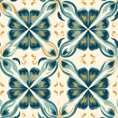 Vintage teal seamless tile pattern or background