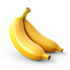 nice 3D clay icon of banana on a white background, with a soft shadow falling behind