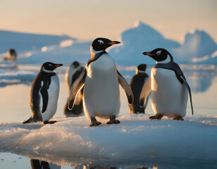 Obraz premium Protecting the Penguin Family: A Tale of Love and Survival in Antarctica