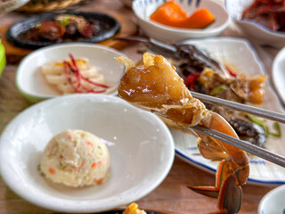South Korea food. Soy Sauce Marinated Crab