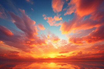 Sunset evening sky background with colorful clouds