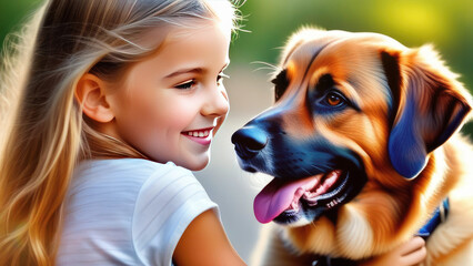 girl and her dog. Portrait of a girl with her favorite pet, a dog.
National Pet Day. 11 April