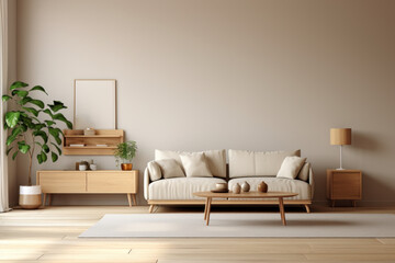 Chic Minimalist Living Room with Modern Wooden Furniture