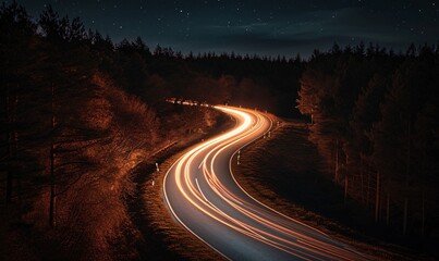 A Blurry Roadway at Night Generative AI