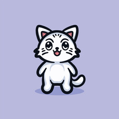 Cute Cat Cartoon Mascot Animal Vector Logo Design illustration