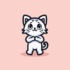 Cute Cat Cartoon Mascot Animal Vector Logo Design illustration